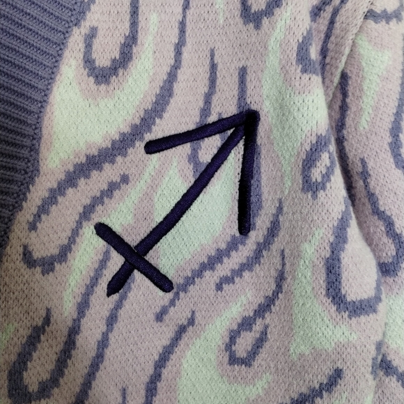 Steady Hands Sagittarius Cardigan Purple Pink White Women's Size Small / Medium - Picture 5 of 10